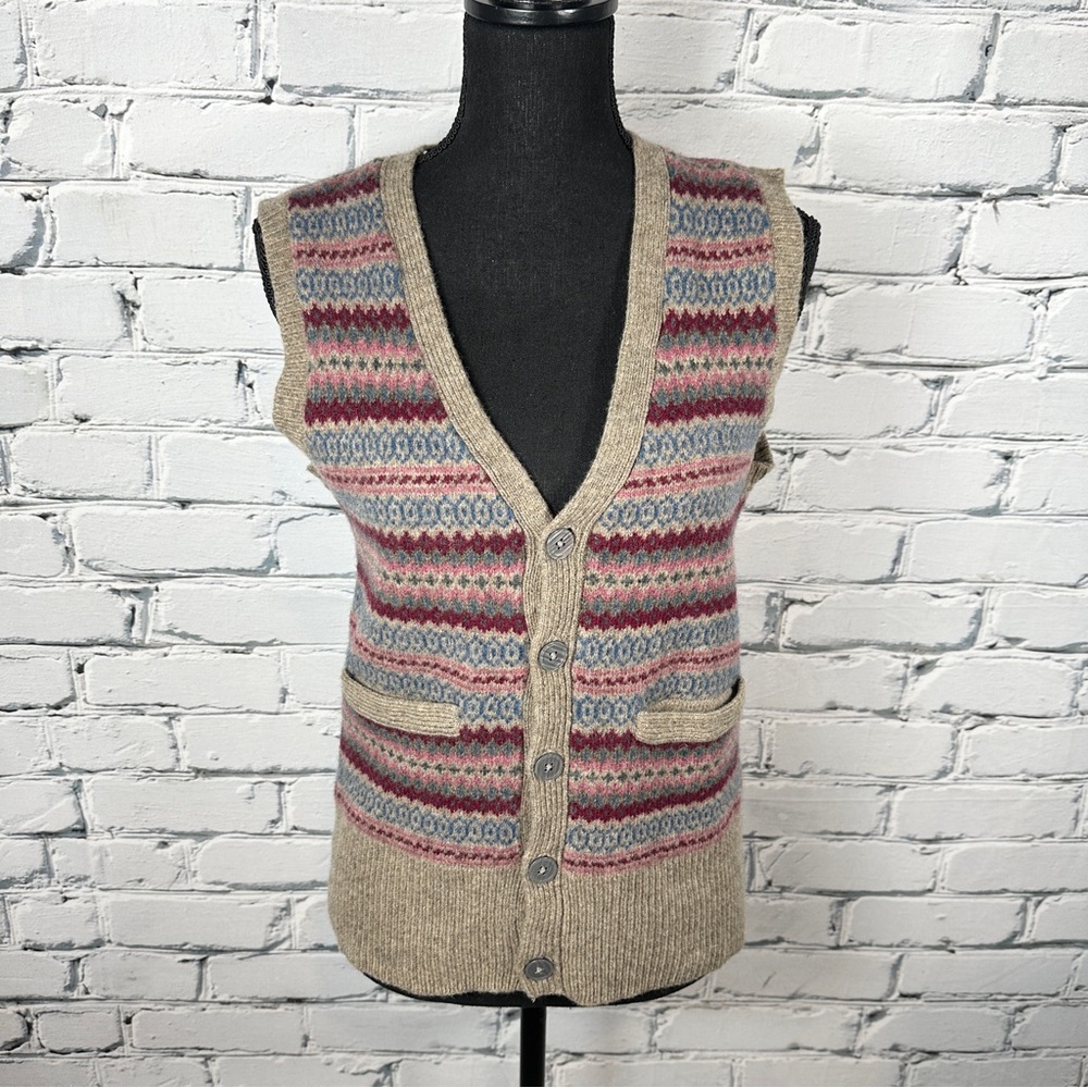 Vintage Gant Rugger Sweater Vest Shetland Wool Medium Fair isle Academia Preppy